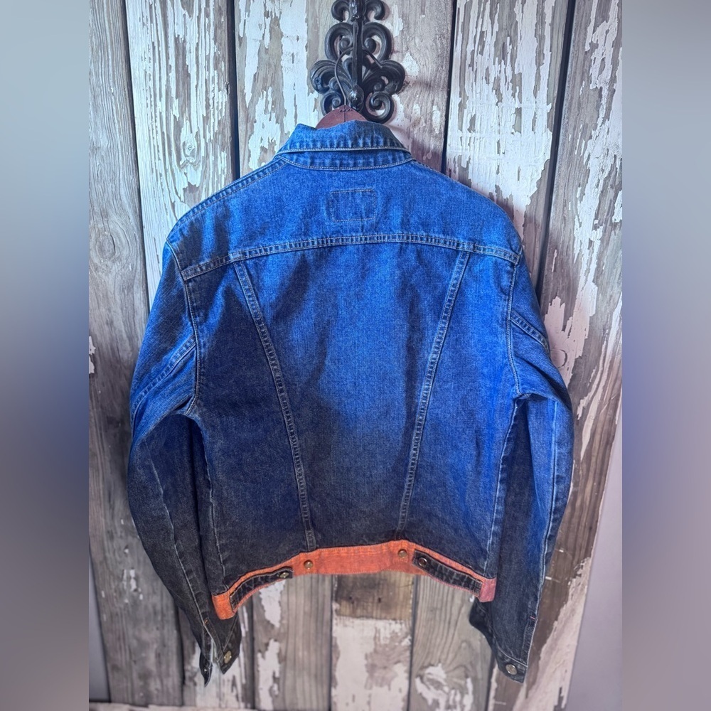 Wild and Leathal Trash W&LT Denim Jacket with Orange Trim Size Large - Picture 15 of 15